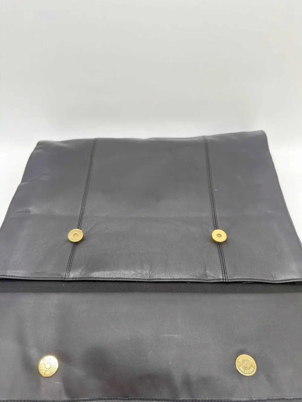 Vintage Black Leather Briefcase With Gold Hardware 16